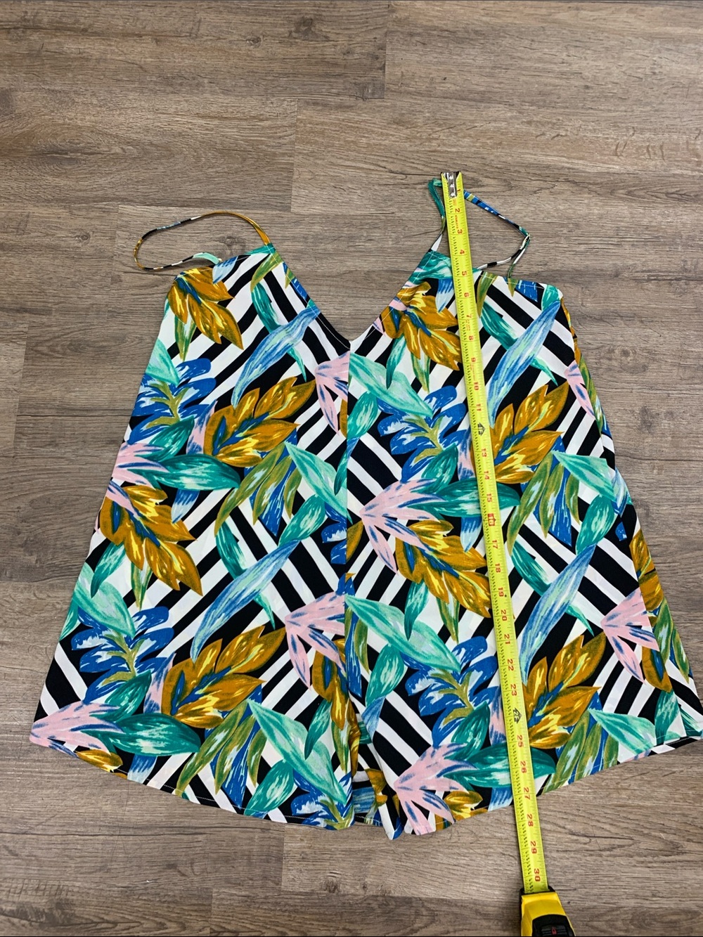 Mumu woman’s Tropical Striped Spaghetti Strap Top - Multicolor